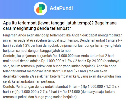 Denda Adapundi Telat Bayar