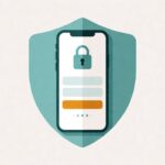 Layar login AdaKami dengan kolom nomor HP, kode OTP, dan ikon keamanan.