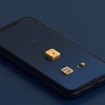 Modern 3D fintech illustration of a closed/locked savings account on a smartphone screen, rich dark