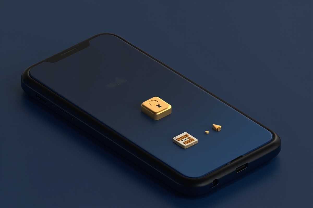 Modern 3D fintech illustration of a closed/locked savings account on a smartphone screen, rich dark