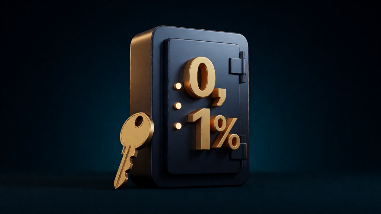 bank vault navy dengan gold 0,1% dan kunci gold, dark navy 3D