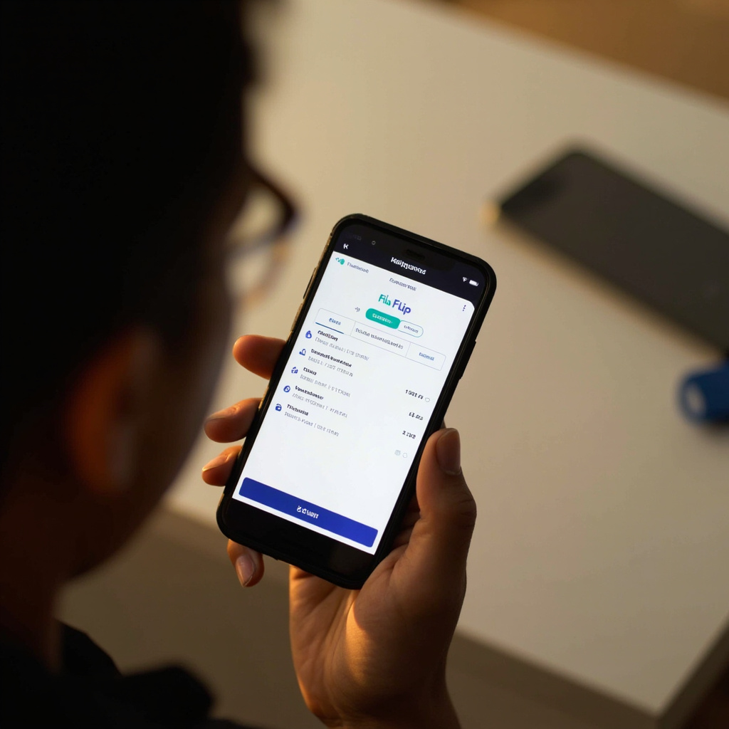 Flip transfer bank — aplikasi Flip di smartphone dengan layar transfer antarbank