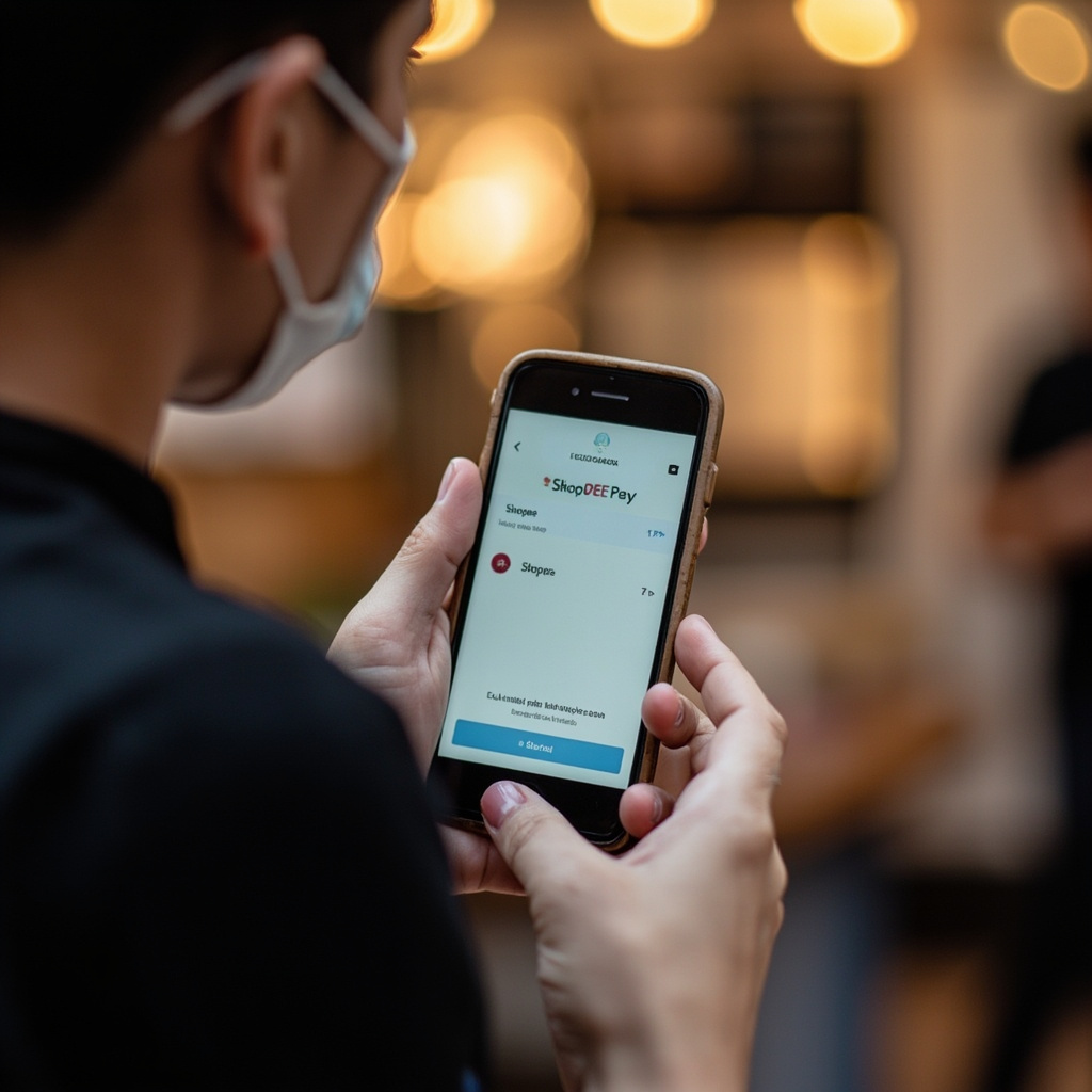 ShopeePay e-wallet payment review on smartphone