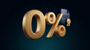 gold 0% sculptural focal dengan document kecil navy, dark navy 3D